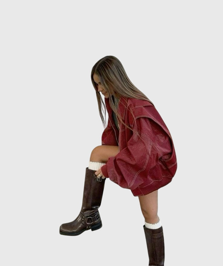 Faye™ - Ylisuuri Nahkatakki