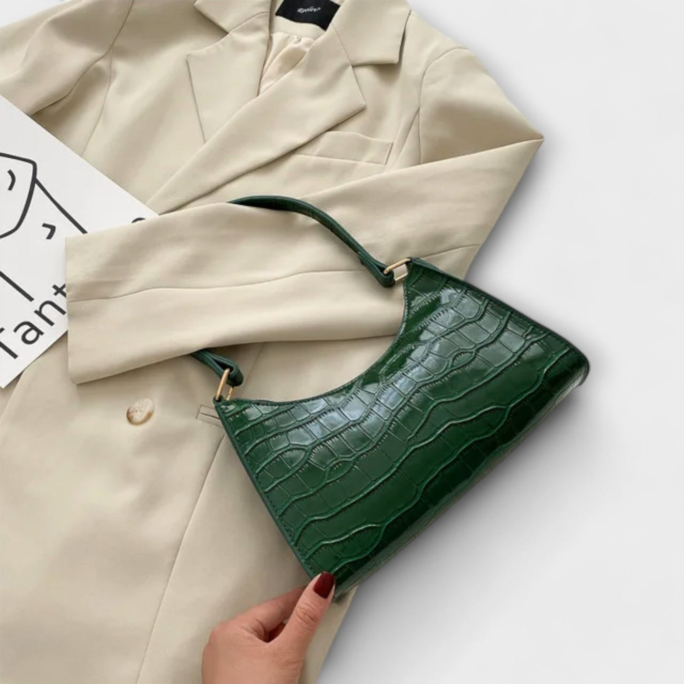 Olivia - Kiiltävä Nahkalaukku