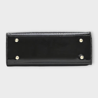 Olivia - Kiiltävä krokotiilikuosilla varustettu käsilaukku