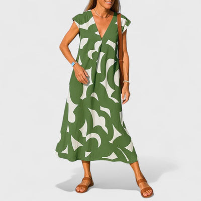 Valery™ | Laskostettu V-pääntie Mekko